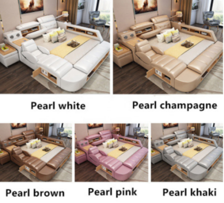 Doppel Luxus Design Leder Bett Polster Betten USB Hotel Multifunktion