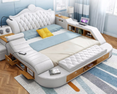 Doppel Luxus Design Bett Polster Betten 180x200 Multifunktion Leder Chesterfield