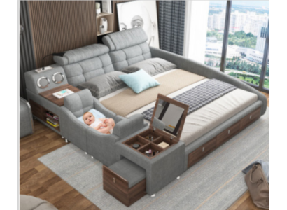 Leder Bett Betten Polster Doppel Multifunktion 180x200 Leder Bettgestell Design