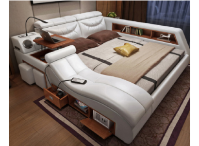 Design Bett xxl Big Leder Polster Betten Hotel 180x200cm Multifunktion