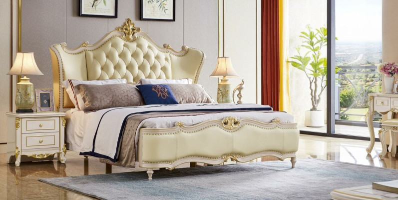 Design Möbel Nachttisch Schlafzimmer 5 tlg. Set Schminktisch Bett Massivholz