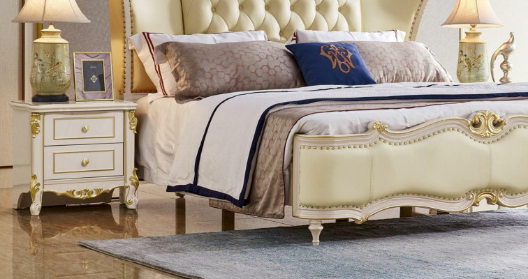 Design Möbel Nachttisch Schlafzimmer 5 tlg. Set Schminktisch Bett Massivholz