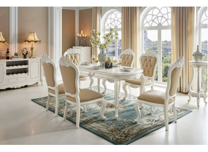 Klassische Tisch Massivholz Essgarnitur Möbel Esszimmer Set 7tlg. Essgruppe