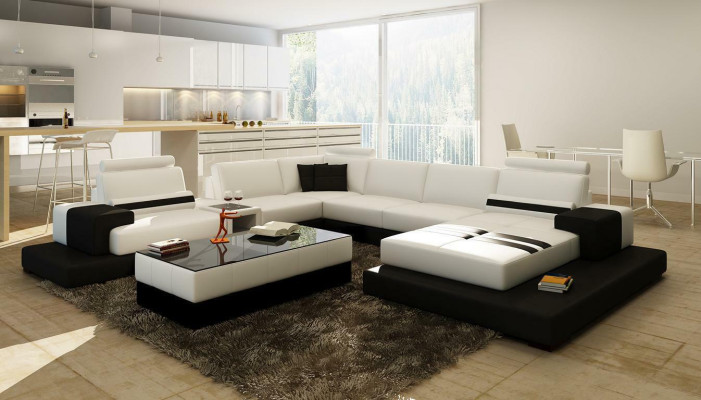 Wunderschöne XXL Leder Wohnlandschaft U Form Ecksofa Sofa Couch