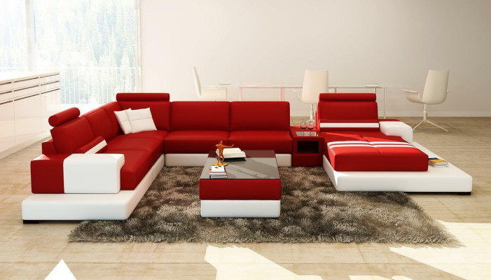 Wunderschöne XXL Leder Wohnlandschaft U Form Ecksofa Sofa Couch