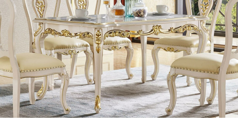 Esstisch Klassischer Esszimmer Set 7tlg Set 6x Stühle Essgruppe Massivholz