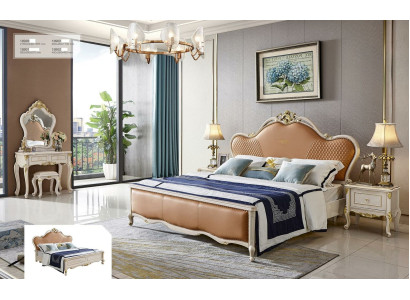 Design Nachttisch Bett 5 tlg.Schlafzimmer Set Schminktisch Massivholz