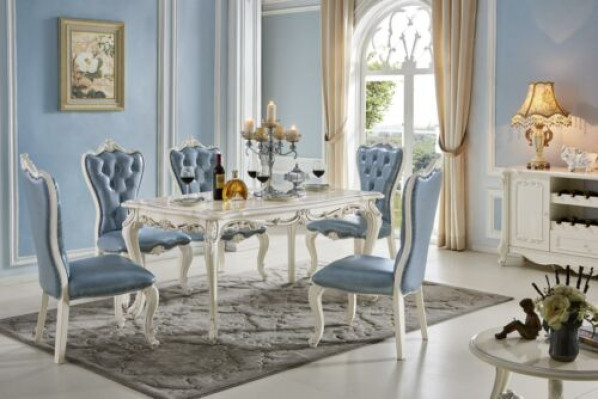 Klassischer Esszimmer Tisch Chesterfield x4 Stühle 5tlg. Set Massivholz Barock-Stil Möbel