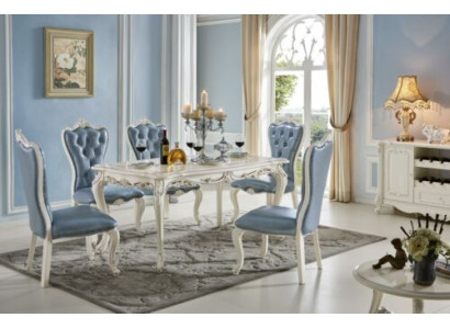 Klassischer Esszimmer Tisch Chesterfield x4 Stühle 5tlg. Set Massivholz Barock-Stil Möbel