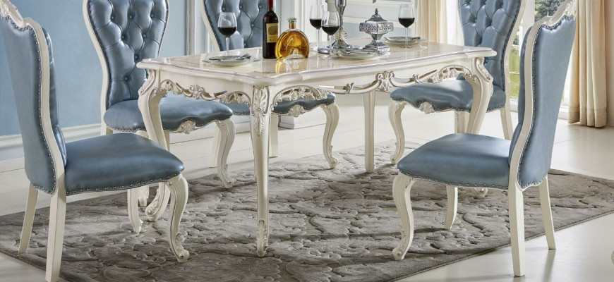 Klassischer Esszimmer Tisch Chesterfield x4 Stühle 5tlg. Set Massivholz Barock-Stil Möbel
