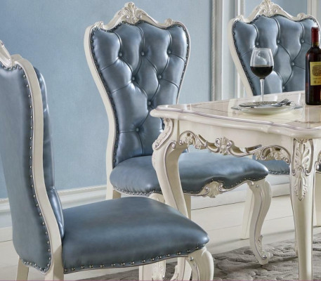 Klassischer Esszimmer Tisch Chesterfield x4 Stühle 5tlg. Set Massivholz Barock-Stil Möbel