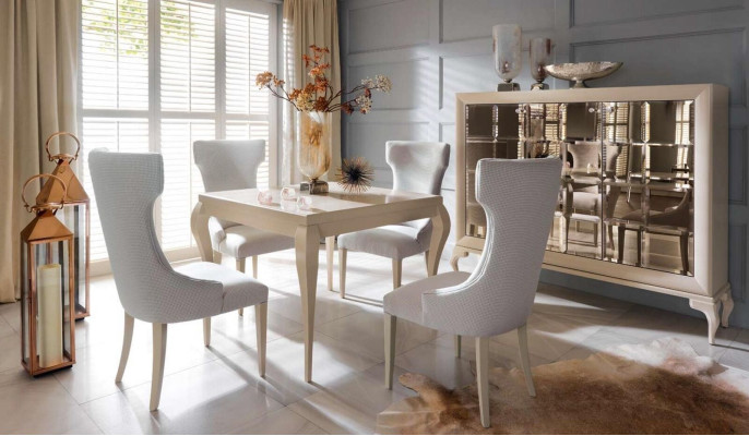 Luxus Esszimmer Esstisch Stuhl Essgruppe Essecke Stühle Luxus Weiß Set 5tlg