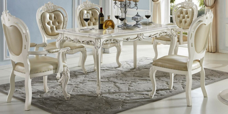 Klassische Essgarnitur Lehnstuhl Möbel Tisch 5tlg. Esszimmer Barock Massivholz