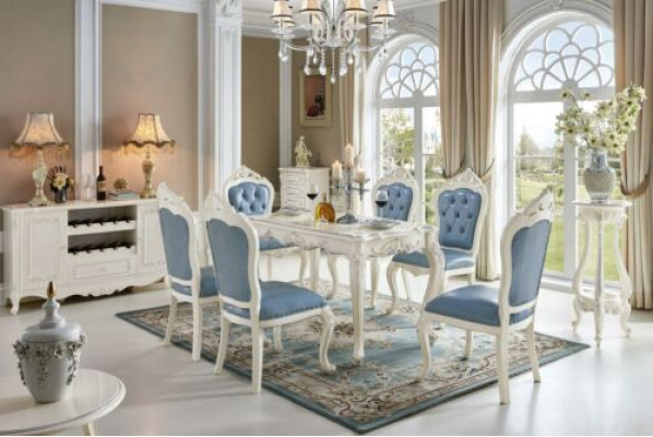 Klassischer Tisch Massivholz Esszimmer Garnitur 4x Stuhl Set Esstisch Stühle