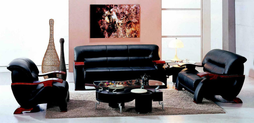 Sofagarnitur Leder Sofa Set 3+2 (ohne Sessel) Couch Sitz Polster Garnitur 2033