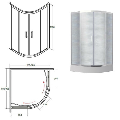 Duschkabine Viertelkreis Eckdusche Duschabtrennung Glas Runddusche