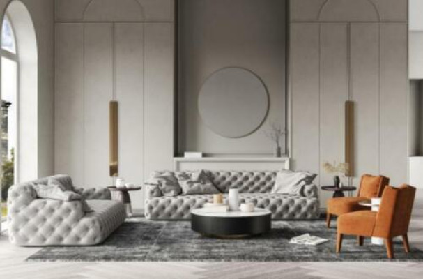 Leder Sofagarnitur 3+2 Sitzer Sofa Chesterfield Sitz Design Couch Lounge Sofas