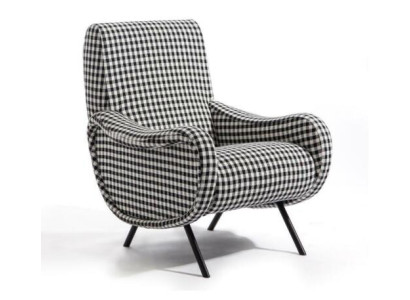 Designer Lehn Stuhl Polster Sofa 1Sitzer Edelstahl mit Textil Sessel