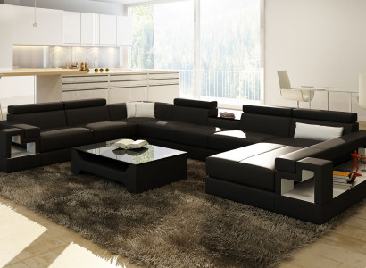 XXL Big Wohnlandschaft Ledersofa Sofa Couch Polster Sofas Garnitur