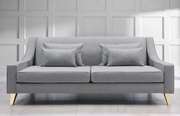 Dreisitzer Sofa 3 Sitzer Sofas Luxus Sitzer Stoff Grau Wohnzimmer Design Modern