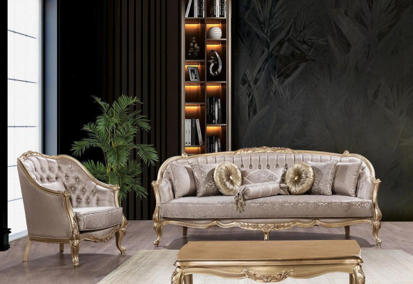 Barock Sofa 3 Sitz Wohnzimmer Klassisch Design Textil Sofa Luxus Neu
