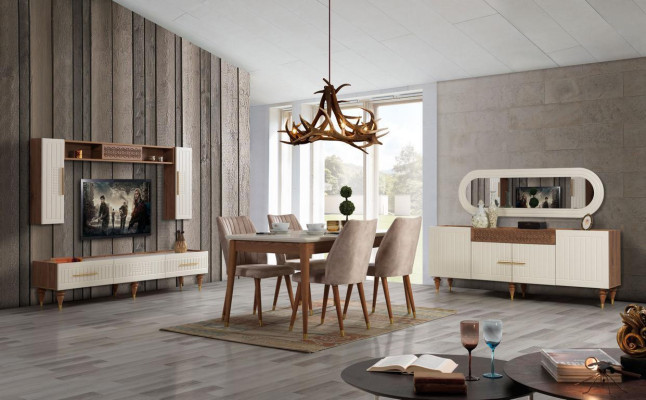 Esszimmer Design Möbel Modern Tisch 4x Stühle 5tlg. Set Garnitur Neu
