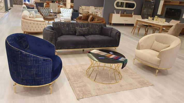 Wohnzimmer Sofa 3 Sitzer Blau Möbel Luxus Couchen xxl Möbel Couch Sofas
