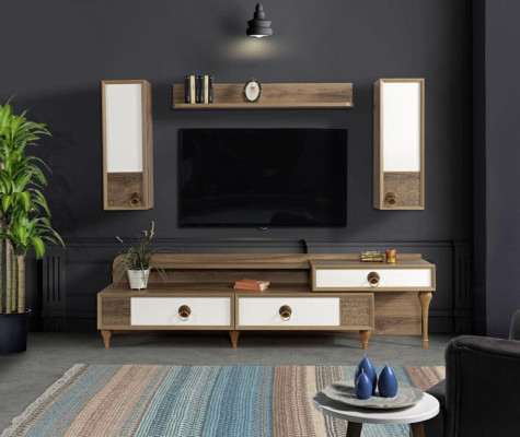 Wohnzimmer Wohnwand rtv Lowboard Holz Braun Möbel Fernseh Neu Modern