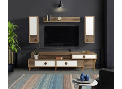 Wohnzimmer Wohnwand rtv Lowboard Holz Braun Möbel Fernseh Neu Modern