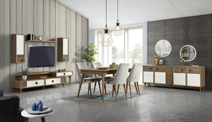 Wohnzimmer Wohnwand rtv Lowboard Holz Braun Möbel Fernseh Neu Modern
