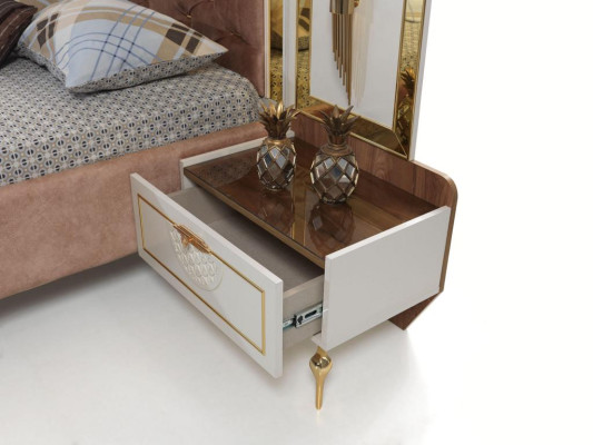 Schlafzimmer Nachttisch Modernes Design Möbel Holz Luxus neu weiß