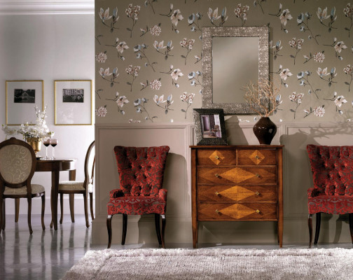 Set Kommode Spiegel Kommoden Holz Art déco Luxus Design Wohnzimmer Garnitur 4tlg