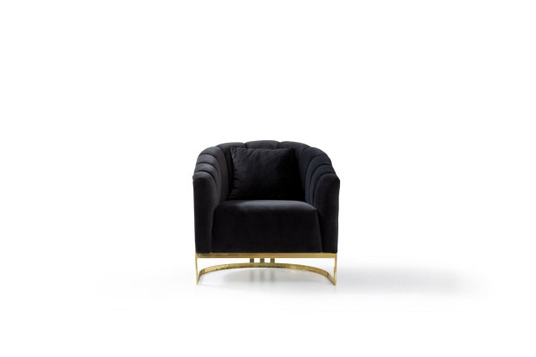 Exclusive Sessel Luxus Schwarzer Elemente Edelstahl Longe Club Möbel