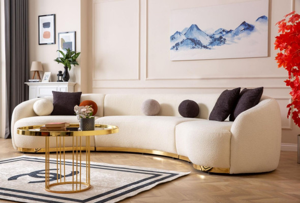 Designer Rund sofa Weiße Eckgarnitur Moderne Möbel in Wohnzimmer Luxus