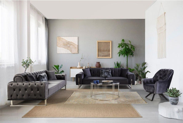 Designer Wohnzimmer Set Sofagarnitur 3+3+1 Sitz Möbel Garnituren 3tlg.