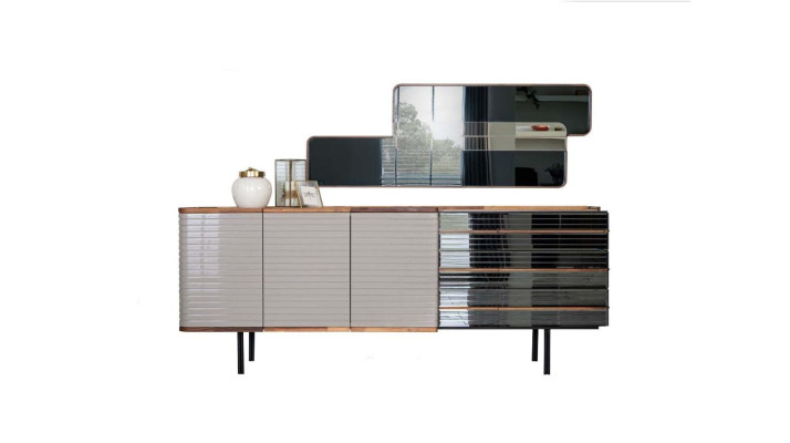 Weiß Anrichte Sideboard mit Spiegel Kommode Schrank Holz Esszimmer