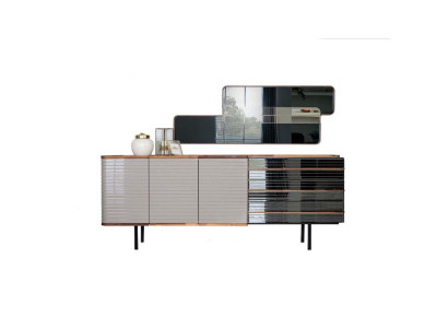 Weiß Anrichte Sideboard mit Spiegel Kommode Schrank Holz Esszimmer
