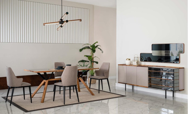 Garnitur Essecke Esszimmer Essgruppe Esszimmermöbel 7tlg Holz Beige