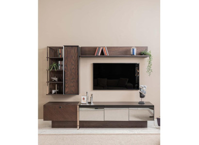 Wohnwand TV Ständer Regale RTV Lowboard Sideboard Braun Holz Schrank