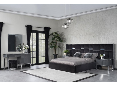 Schlafzimmer Komplett Design Einrichtung Bett 2x Nachttische Luxus Schminktisch