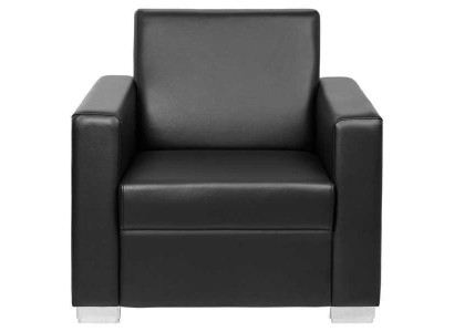 Schwarzer Ledersessel Designer Polster Einsitzer Wohnzimmer Relax Sitzer