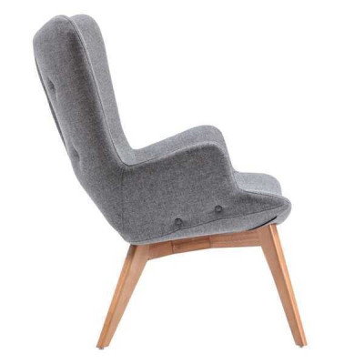 Designer Grauer Esszimmerstuhl Holz Einsitzer Wohnzimmer Luxus Stühle