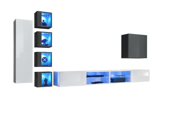 Wohnwand Weiß Designer Wandschrank Möbel Wohnzimmermöbel Einrichtung Komplett