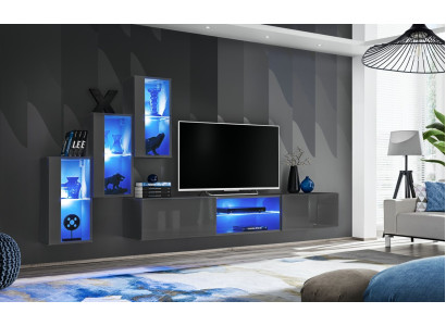 Garnitur Set 4tlg Wohnwand Luxus Designer Sideboard TV-Ständer Holzmöbel