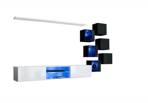 Garnitur Set Wohnwand 6x Wandschrank Wand Regale Sideboard Holzmöbel Neu