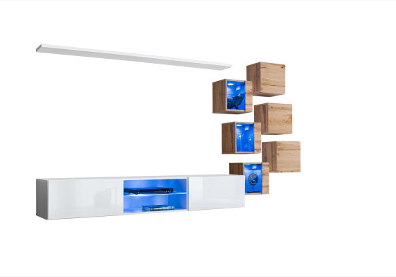 Neu Komplett Set 8tlg Wandschrank Luxus Sideboard TV-Ständer Wand Regale