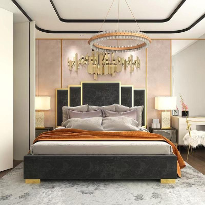 Design Bett Textil Luxus Betten Modernes Hotel Gestell Schlaf Zimmer 180x200
