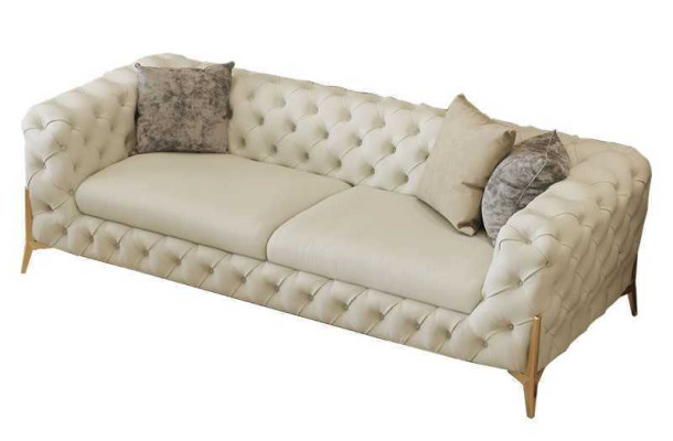 Wohnzimmer Set Design Chesterfield Sofagarnitur Leder Sitz Polster 2tlg