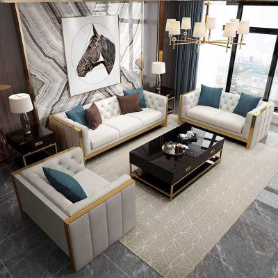 Wohnzimmer Set Sofa 3+1 Sitzer luxuriöse weiß Sofas Design leder neu