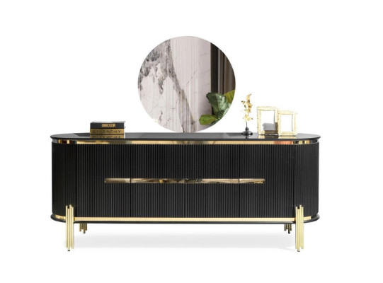 Modernes Sideboard Edelstahlmöbel Anrichte Kommode Schrank Schwarz Neu